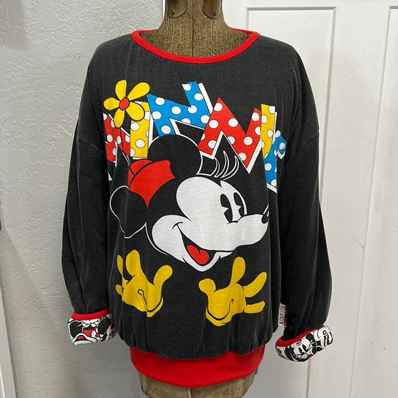 VTG 90βS DISNEY MINI MOUSE REVERSIBLE PUFFER SWEATER - Picture 1 of 17